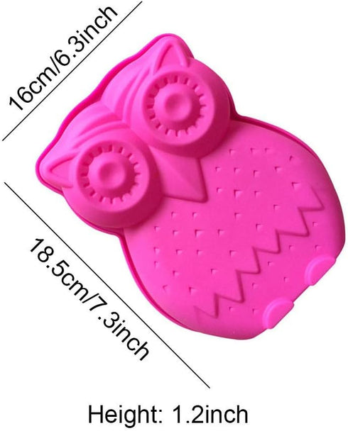 Mini Size Cute Owl Shape Silicone Cake Pan, Owl Mousse Cake Bread Pizza Baking Mold Jelly Silicone Mold Kitchen Bakeware Tools (7.3x6.3x1.2 Inch)...