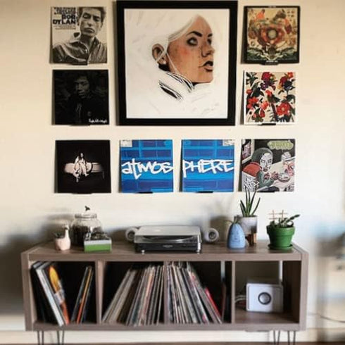 Vinyl Record Wall Mount- 5 Pack | No Wall Damage | Floating Shelf | Black & White Album Holder | Display Your Best LPs...