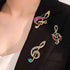 3Pcs Crystal Pearl Music Note Brooches Elegant Rhinestone Treble Clef Statement Brooch Pins Fashion Jewelry Accessories for Women Girl Gift...