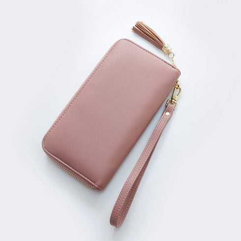 Women Wallets Tassel Bifold Ladies Cluth Wristlet Wrist strap Long Purse...