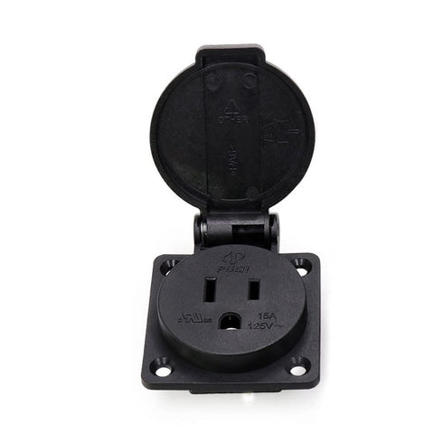 US Standard Water-Proof Power Outlet 3-Hole Socket AC 15A 125V Panel Mount Dust-Proof Industrial Electrical Female Plug Power Connector 1-Pack...
