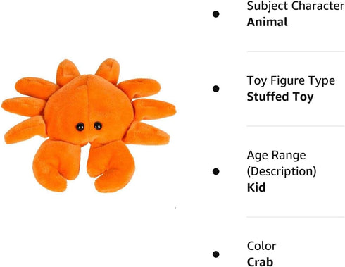 Forest & Twelfth Stuffed Crab, Single Mini Stuffed Animal Plush Toy for Kids, Ocean Party Favors and Goody Bags, Classroom Treasure Box Prizes, St...