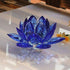 Amlong Crystal 3 Inch Sapphire Blue Crystal Lotus Flower Feng Shui Home Decor with Gift Box...