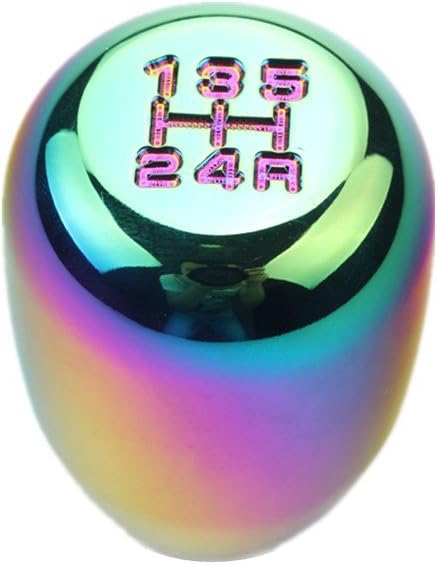 DEWHEL 5 Speed Manual Shift Knob M10x1.25 Screw On Aluminum (Neo-Chrome)...
