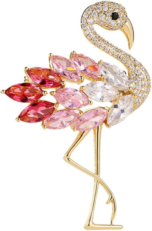 Rhinestone Flamingo Brooch Pin for Women Girls Fashion Crystal Delicate Animal Brooch Lapel Pins Elegant Dress Accessories Jewelry Gift Corsage fo...
