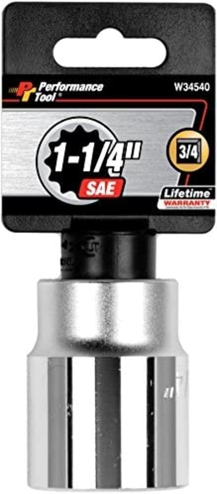 Performance Tool W34540 3/4-Inch Drive 12-Point SAE Standard Socket, 1-1/4-Inch...