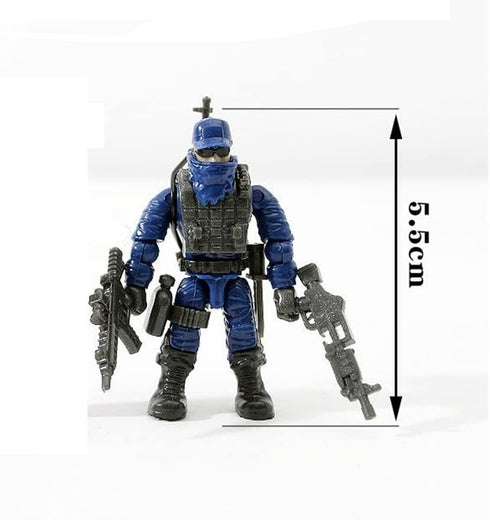 Special Forces Mini Military Action Figure with Weapons and Accessories Building Blocks Playset, 8 PCS Multiple Movable Joints SWAT Police Figure,...