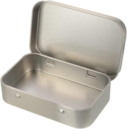 AKOAK 3 Pcs 3.7 x 2.4 x 0.8 Inches Silver Rectangular Empty Hinged Tins Box Containers for First Aid Kit,Survival Kits,Storage,Herbs,Pills,Crafts ...