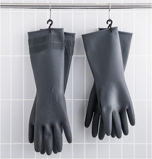 HOMSSEM Dishwashing Gloves with Hanging Hooks 2Pairs of Dish Gloves Latex Navy, Gray Rubber Gloves for Cleaning...