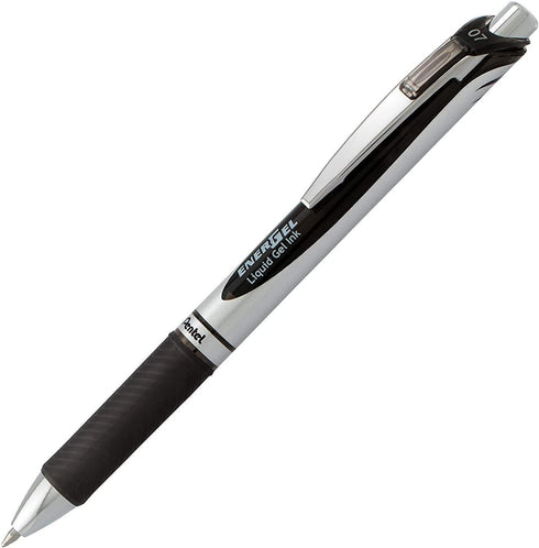 Pentel EnerGel Liquid Gel Ink Pens 0.7 mm - Pack of 5 Black Deluxe RTX Pens with 3 Refills...