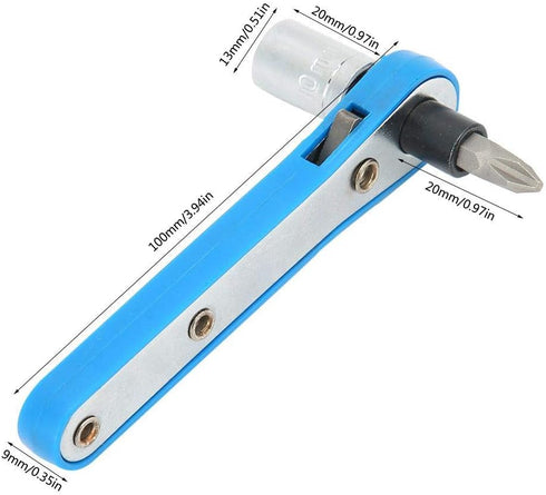 Ratchet Wrench, 10mm Blue Ratchet Socket Wrench with PH2 Screwdriver Bit Kit for Garage,Auto Repair Shop,Factory,Home...
