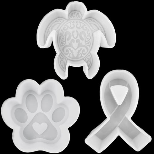 3 Pcs Set Freshie Silicone Mold Car Freshie Mold for Aroma Beads DIY Handmade Freshies Mould (Paw Print + Ribbon + Sea Turtle)...