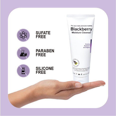 Foaming Facial Cleanser for Daily Face Wash Skincare with Hyaluronic Acid-Blackberry Moisture Cleanser 5.07 fl.oz (150 ml)...