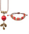 Handmade ceramic Jewelry Sets, Vintage Long Necklaces for Women and Bohemian Bracelet Set, Gift for Mother, Girlfriend, Lover, friends (Red bead)...