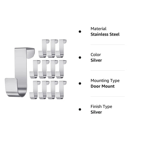 Hotop 12 Pcs Over The Cabinet Drawer Door Hooks 1.12 Inch Hooks for Hanger The Cabinet Sturdy Metal Z Shaped Hanger peg for Bathroom Clothes Towel...