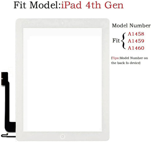 Touch Screen Digitizer Replacement for White iPad 4 4th Generation A1458 A1459 A1460 Glass Assembly Repair Kit with Frame Bezel,Tools....