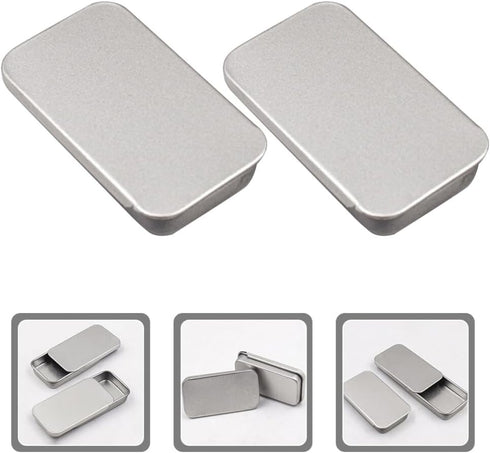 Hemoton 20pcs Rectangular Slide Top Tinplate Box Sliding Cover Push-Pull Tin Box Metal Tin Containers for Candies Jewelry Crafts Lip Balm Storage ...