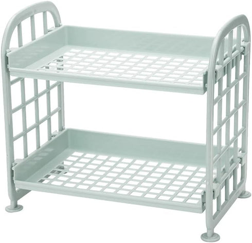 lasenersm 1 Piece Plastic Bathroom Storage Shelf 2 Layer Desktop Shelf Bathroom Countertop Organizer Cosmetic Makeup Storage Rack Home Organizatio...
