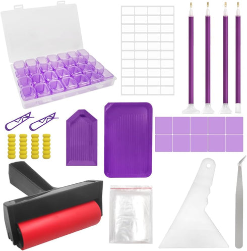 lyfLux 77 pcs Diamond Art Paintings, Diamond Art Paintings Tool, Diamond Art Paintings, Tweezers, Glue, Brushes, Roller, Correction Tape, Tray, Or...