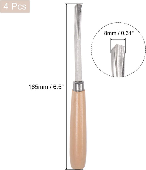 uxcell Wood Chisels Carving Knife, 10mm Chrome Plated 45# Carbon Steel Triangle Tip Woodworking Hand Tool Graver 165mm (6.5-Inch) Length, 4pcs...