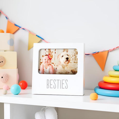 Kate & Milo Besties Keepsake Photo Frame, Best Friends Keepsake Baby and Pet Frame, Gender-Neutral Nursery Décor, Baby Accessory for New and Expec...