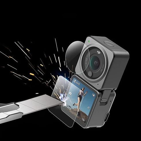 Action 2 Protective Frame with Hot Shoe Base Anti-Drop Dust Protection case Cover Mount+ Action 2 Screen Protector Kits for DJI osmo Action 2 Came...