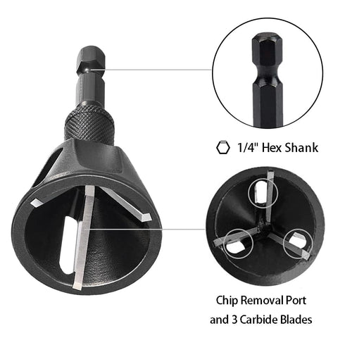 1/4" Hex Shank Deburring External Chamfer Tool, Remove Burr Tools with Tungsten Carbide Blade for Repairing Damaged Bolts 3/16"- 1" (5mm-25mm)...