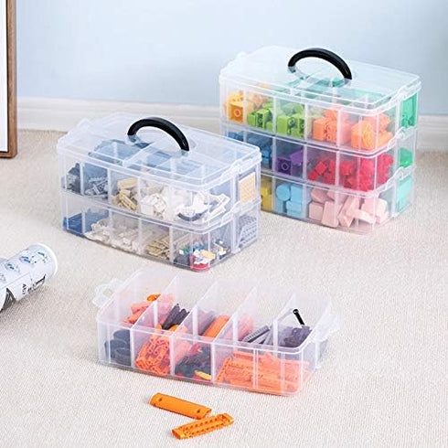 Sooyee 3-Layer Things & Crafts Storage Box with 30 Adjustable Compartments for Organizing Washi Tape, Embroidery Accessories, Threads Bobbins, Kid...