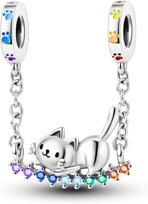 Parmuz 925 Sterling Silver Charm for Charm Bracelet Necklace Dream catcher Feathers Tassel charm lucky Chameleon cat dangle charm Beads Birthday C...