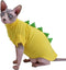 Dinosaur Design Sphynx Hairless Cat Clothes Cute Breathable Summer Cotton Shirts Cat Costume Pet Clothes,Round collar Kitten T-Shirts with Sleeves...