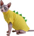 Dinosaur Design Sphynx Hairless Cat Clothes Cute Breathable Summer Cotton Shirts Cat Costume Pet Clothes,Round collar Kitten T-Shirts with Sleeves...