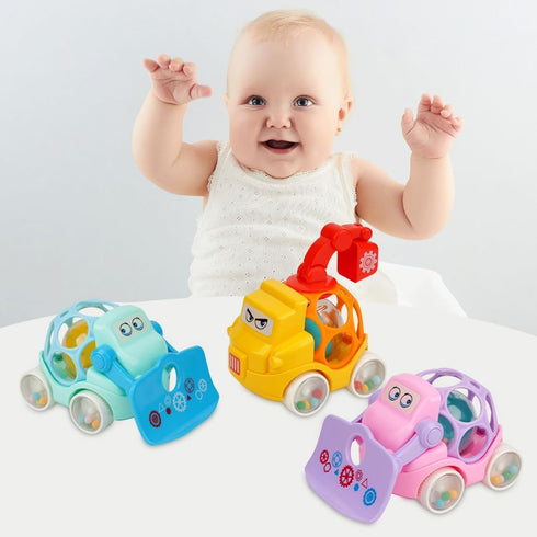 Toys for 1 Year Old Girls/Baby Pink Car Toys for Girls/Push and Go Trucks Soft Rattle Car for Infant Toddlers /1 year old girl and boy birthday gi...