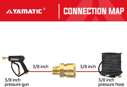YAMATIC Pressure Washer Adapter Couplers, 3/8'' Quick Connect Socket to 3/8'' Male NPT Fitting, Quick Connector for 3/8'' Pressure Washer Hose and...