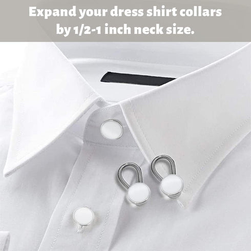 12PCS Metal Elastic Collar Extenders, LIOUCBD Invisible Button Extenders, Neck Extender Wonder Button for Mens Shirts Dress Cuffs Trouser Coat Pan...
