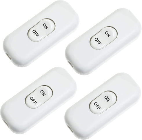 Inline Cord Switch, PLUSPOE 4-Pack On Off Button Control Lamp Appliance Switch for Bedroom Table Lamp Desk LED Lights,White...