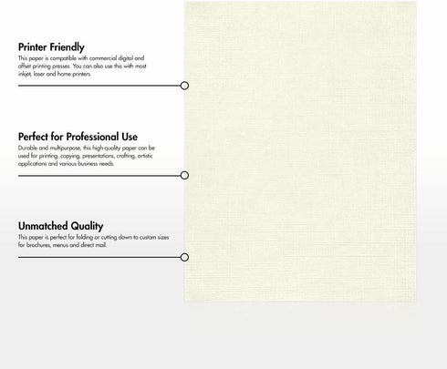 LUXPaper 8.5" x 11" Classic Linen Paper | Letter Size | Natural White | 70lb. Text | 50 Qty...