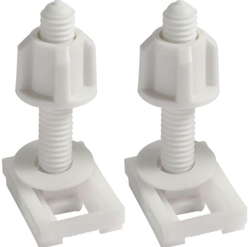 2Pcs White Plastic Toilet Seat Screws and Nuts with Washers,Hinge Bolts Screws Hinges Replacement Parts for Mounting Toilet Seats Toilet Lid Toile...