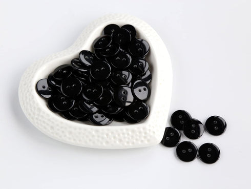 200pcs 5/8 inch (15mm) Black Buttons 2 Holes Resin Button for Sewing and DIY Crafts...