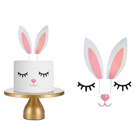 Qerleny Happy Birthday Cake Topper Birthday Party Cake Decoration Little White Rabbit Set...