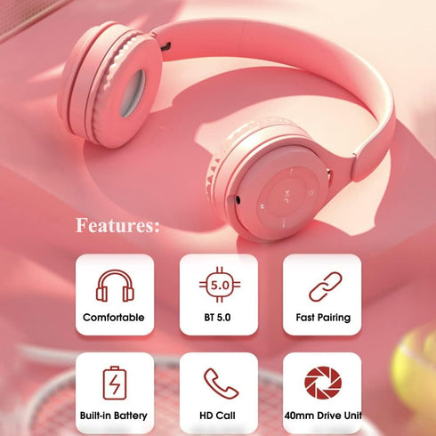 Kids Bluetooth Headphones, Over-Ear Wireless Bluetooth 5.0 Headset, Comfortable Protein Earpads and Folding Storage,HiFi Music Player with Microph...