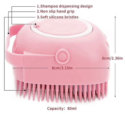 Pet Bath Massage Brush Puppy Dog Cat Grooming Cleaning Soft (Pink)...