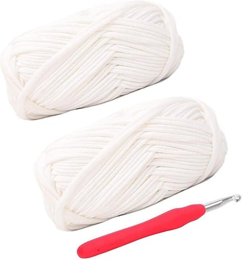Knitting Yarn Fabric Cloth T-Shirt Yarn Carpet Yarn for Hand DIY Bag Blanket Cushion Crocheting Projects, Pack of 2 Skeins, 3.5 Ounce x 2, 35 Yard...