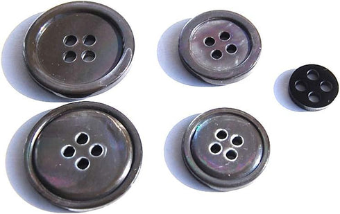 Shell(Mother of Pearl) Button for Suits, Blazers, Coats, Pants, Activity Wears. Dark Grey Color/3 Sizes as 1 Pack(36pcs Shell Buttons+12pcs Inner ...