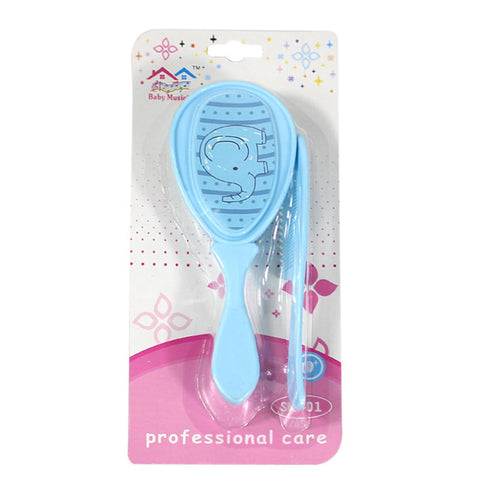 Baby Brush and Comb Set Children Massage Care Safety Comb Soft Comb Brush Combination Blue Toddler Comb Infant Hair Brush Kids Comb...