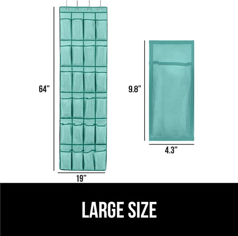 Gorilla Grip Slip Resistant Breathable Space Saving Mesh Large 24 Pocket Shoe Organizer, Up to 40 Pounds, Over the Door, Sturdy Closet Storage Rac...