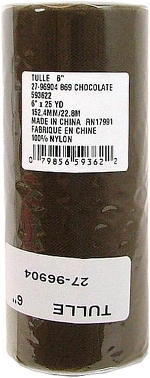Offray Tulle Craft Ribbon, 6-Inch by 25-Yard Spool, Chocolate...