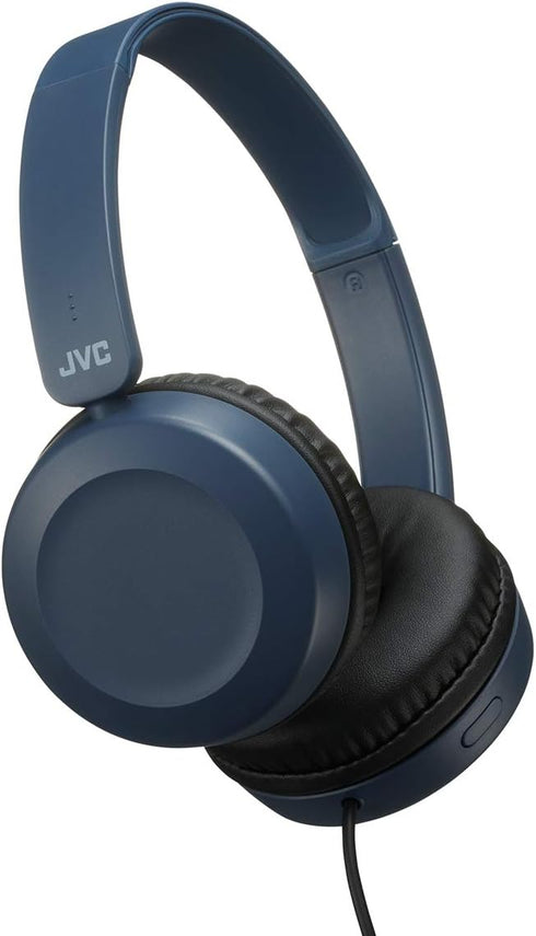 JVC Lightweight On Ear Headphones with Powerful Sound, Integrated Remote & Mic for Smartphones - HAS31MA (Blue), Medium...