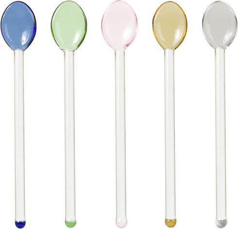 Generic 5Pcs Glass Stirring Spoons Heat Resistant Mixing Rod For Coffee Tea Yogurt Ice Cream Cocktail Cold Drink Salt Sugar Appetizers And Dessert...