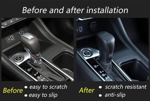 Car Gear Shift Knob Fit for Nissan Sentra 2020-2023,Leather Shift Lever Knob Cover Protector,Black with Black Stitches...