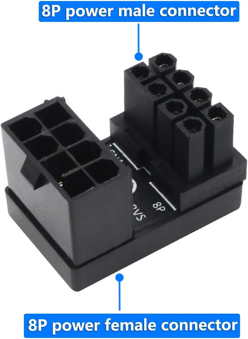 ATX 8Pin Female to 8pin Male 180 Degree Angled Adapter for Desktops Graphics Card Upgrade Version...